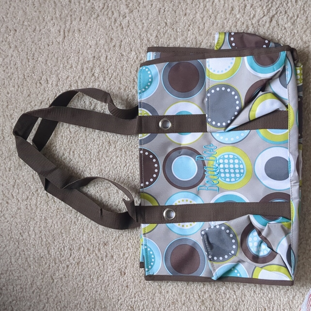 Medium Thirty One "Becca Boo" Aqua Brown 31 Utility Tote NEW
